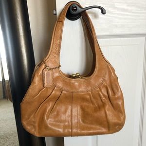 Coach Camel Leather Ergo Pleated Hobo Shoulder Bag